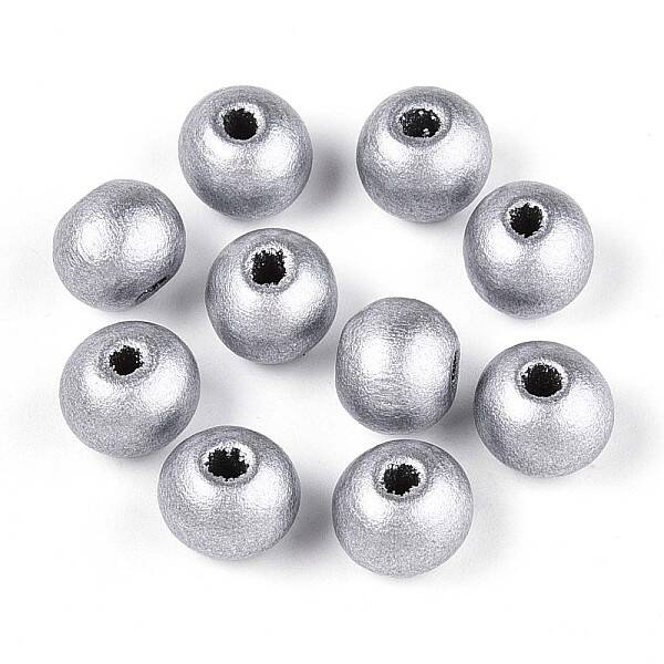Spray Painted Round Natural Schima Wood Beads