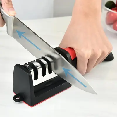 4-stage Professional Knife Sharpener, Knife Sharpening Tool with Tungsten, Diamond & Ceramic Sharpening Stones, Sharpener Too...