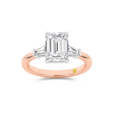 Valentina Tapered Baguette Lab Grown Three Stone Emerald Cut Diamond Engagement Ring |18K Rose Gold 2 1/3 CT. TW.