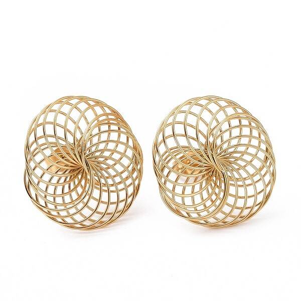 Ion Plating(IP) 304 Stainless Steel Overlapping Intertwined Entwined Rings Stud Earrings for Women