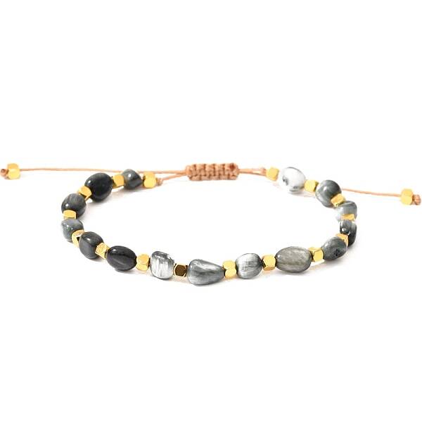 Natural Eagle Eye Stone Braided Bead Bracelets