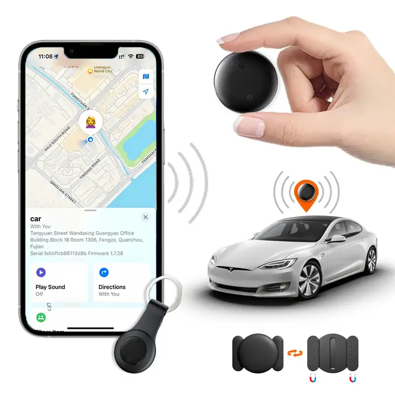 Hidden GPS Tracker for Car, Tracking Device with Magnetic Case, No Monthly Fee, Compatible with Apple & Android Devices