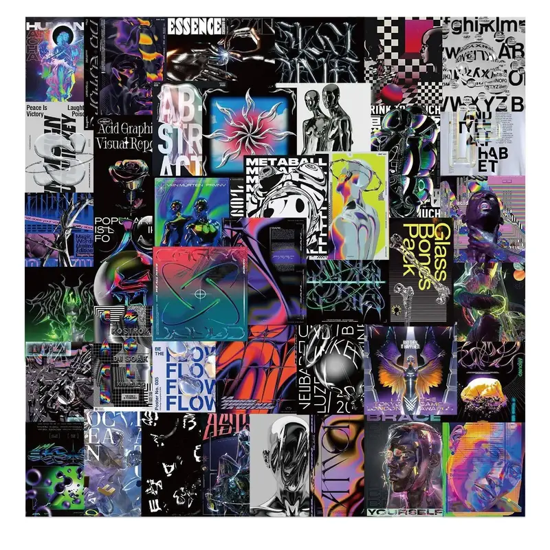 Futuristic Series Graffiti Sticker, 40pcs Waterproof Decorative Sticker Pack for Water Bottle Skateboard Helmet Car Bike Lugg...