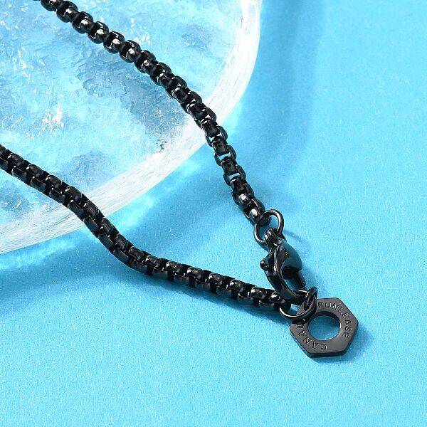 304 Stainless Steel Hexagon Pendant Box Chain Necklaces for Women