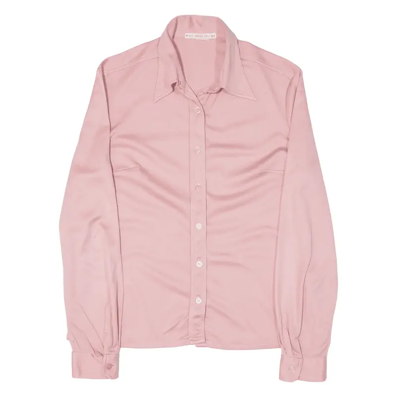 TERSUISSE Stretch Plain Shirt Pink 80s Long Sleeve Womens S
