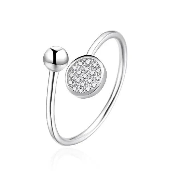 Agato Open silver ring with zirconia AGT-R37W - Circuit: 62 mm
