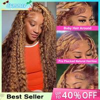 Simidola Hd Transparent Curly Highlight 13x6 Lace Frontal Wig Human Hair Deep Wave Blonde Ombre Color Water Wave 13x4 Lace  F...