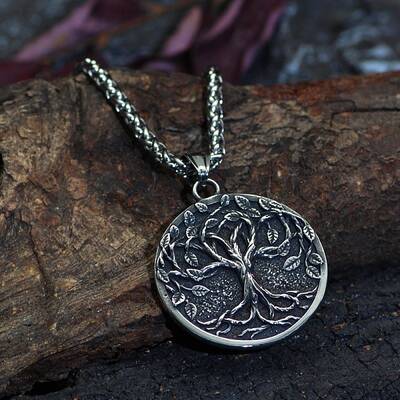 Tibetan Style Alloy Tree of Life Pendant Necklaces