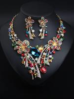 Women's Elegant Artificial Crystal Decorated Necklace & Earrings, Exquisite Trendy Jewelry Set, Fashionable Accessories for P...