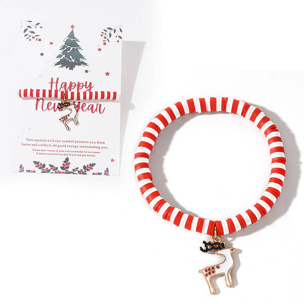 Elegant Christmas Handmade Polymer Clay Heishi Beaded Stretch Bracelets