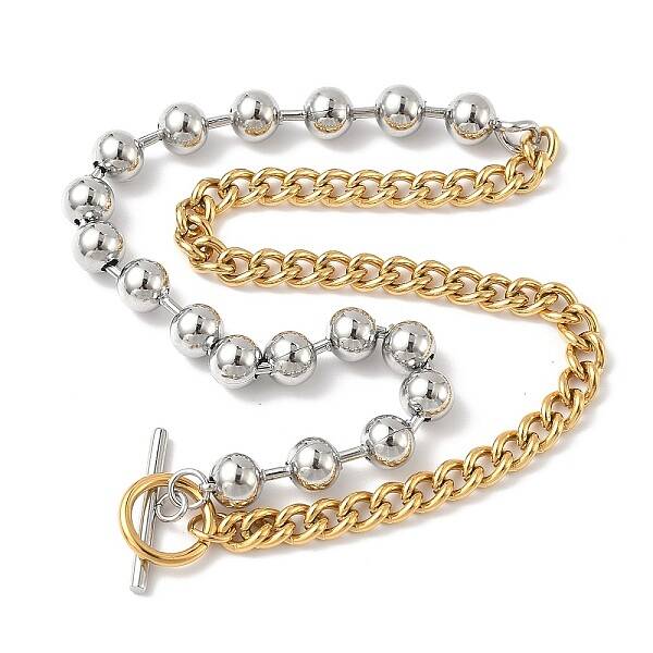 304 Stainless Steel Half Ball Chain & Twisted Chain Necklaces with OT Buckles