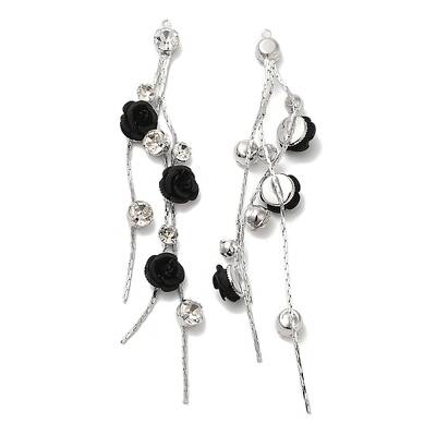 Platinum Brass with Glass Rhinestone Tassel Big Pendants