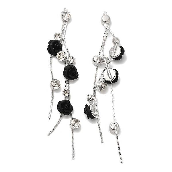 Platinum Brass with Glass Rhinestone Tassel Big Pendants