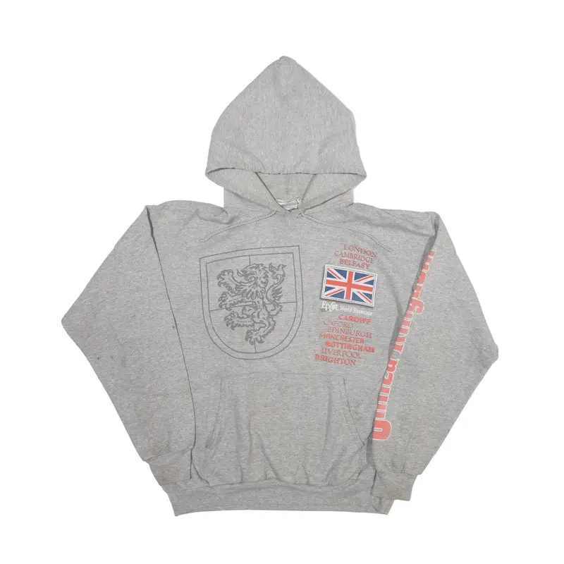 DISNEY United Kingdom Hoodie Grey Pullover Womens L