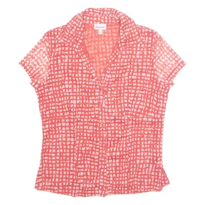BIAGGINI Sheer Womens Printed Shirt Red Collared Spotted M