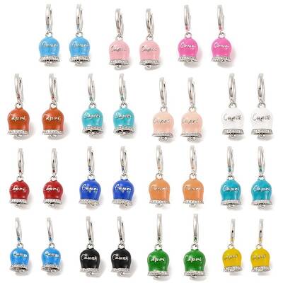 Bell Brass & Enamel Hoop Earrings for Women