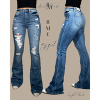 BME LIGHT Distressed HighRise Flare Jeans