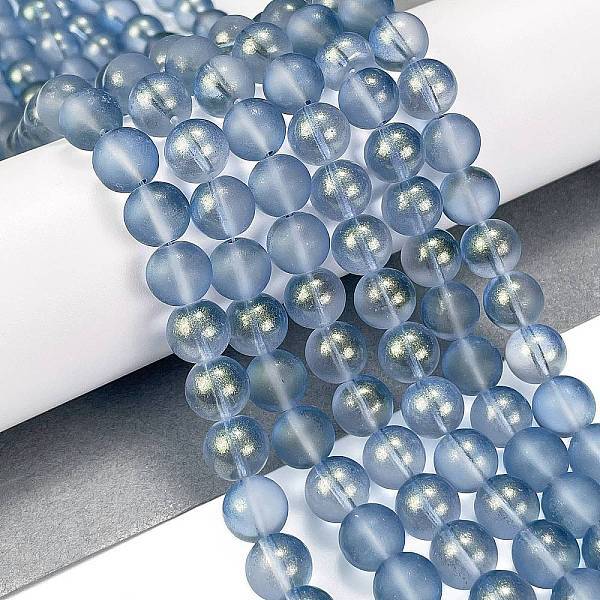 Frosted Transparent Glass Bead Strands