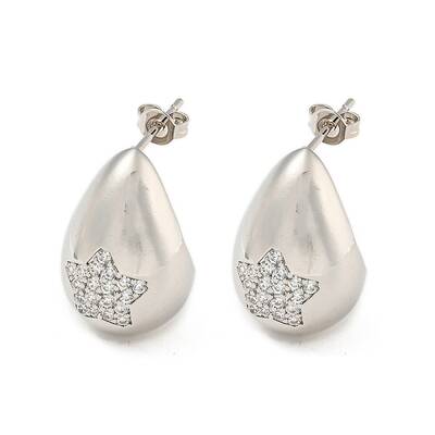 Brass with Cubic Zirconia Stud Earrings