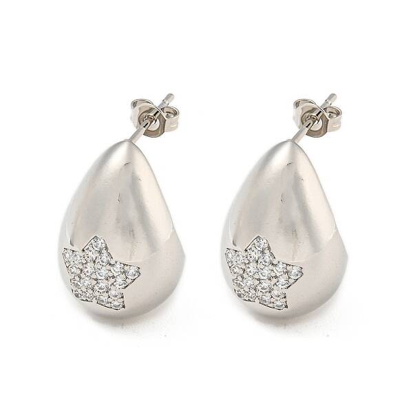 Brass with Cubic Zirconia Stud Earrings