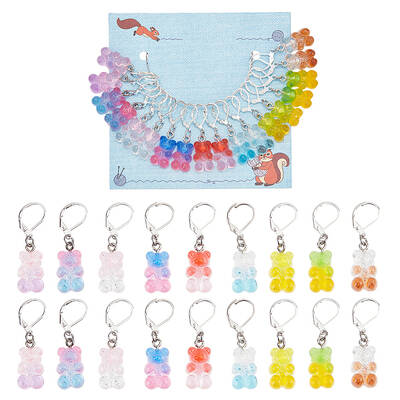 18Pcs 9 Colors Resin Bear Pendant Stitch Marker