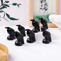 Obsidian Crow Figurine, 1 Count Natural Gemstone Crow Decoration Craft, Healing Energy Stone, Home Ornaments, Lucky Gift, Dec...