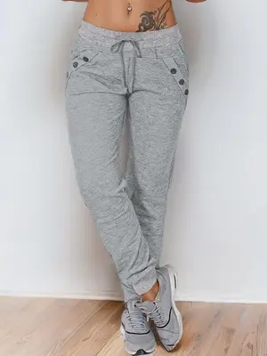 Women's Drawstring Waist Pocket Pants, Casual Elastic High Rise Jogger Pants, Lady Bottoms, Summer Outfits 2024, Going Out ...