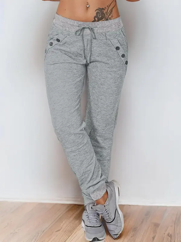 Women's Drawstring Waist Pocket Pants, Casual Elastic High Rise Jogger Pants, Lady Bottoms, Summer Outfits 2024, Going Out ...