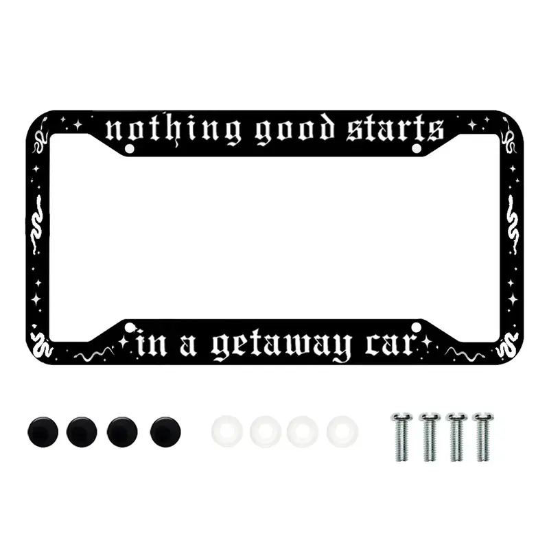Nothing Good Starts in A Getaway Car Plate Frame with Screws for Standard Us Canada License Plate Holder,Stainless Steel Car ...