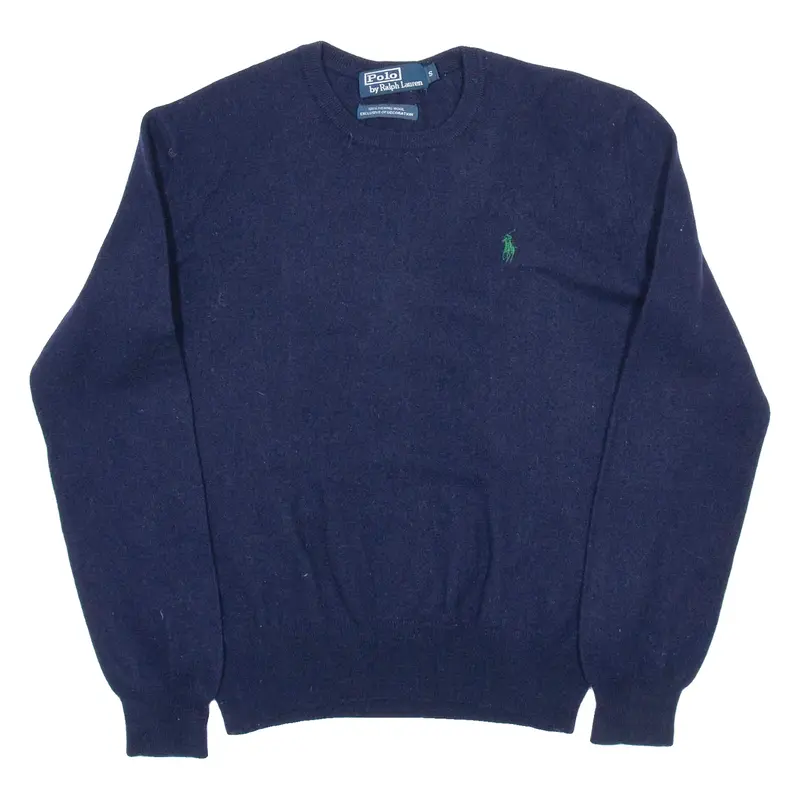 POLO RALPH LAUREN Mens Jumper Blue Tight Knit Wool S