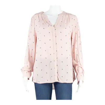 TOMMY HILFIGER Womens Printed Blouse Pink V-Neck Long Sleeve Paisley UK 10