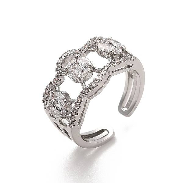 Brass Micro Pave Cubic Zirconia Open Cuff Rings