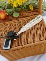 Solid Color Crochet Wristlet Keychain for Car Keys, Anti-lost Key Ring, Handmade Braided Keychain for Women & Men, Lanyard Ke...