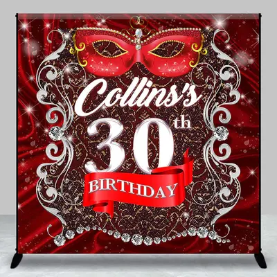 Red Ribbon Mardi Gras Custom 30TH Birthday Backdrop - Aperturee