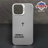 Phone case for iPhone 16 Pro Max 15 Plus 14 13 12 11 XR XS Christ Bible Verse Philippians 4:13 Pattern Matte Military-Grade D...