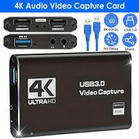 4K HDMI Capture Card for Streaming, Full HD 1080P 60FPS USB Cam Link Game Audio Video Capture Card  HDMI to USB 3.0 Video Cap...