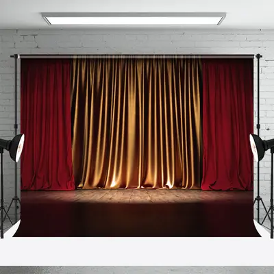 Vintage Red Gold Curtain Stage Backdrop For Photo - Aperturee