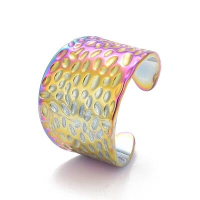 Ion Plating(IP) Rainbow Color 304 Stainless Steel Open Cuff Ring