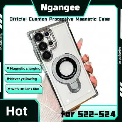 Ngangee Clear Sticky Holder Phone Case with Four Corners thicken Cushion Lens Protection Film Fit for Samsung S23 S23Plus S23...