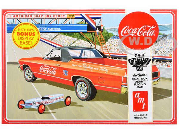 Skill 3 Model Kit 1968 Chevrolet El Camino SS and Soap Box Derby Racing Car 2 in 1 Kit Coca-Cola 1/25 Scale Model Car by AMT