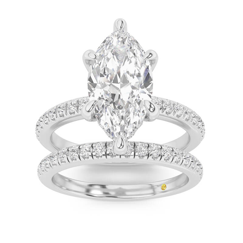 Aurelia Lab Grown Marquise Diamond Engagement Ring with the BonBon Half Coverage Wedding Band | 10K White Gold 1 5/8 ct. tw.