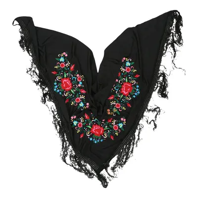Unbranded Embroidered Scarf - No Size Black Polyester Blend