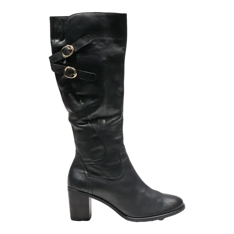 GEOX High Boots Black Leather Womens UK 7.5