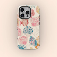 Vintage Seashell Pattern Phone Case, Beachy Tropical Phone Case, iPhone 16 15 14 13 12 11 Pro Max X XS, Samsung Galaxy S25 S2...
