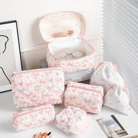 Bow Pattern Makeup Bag Set, 7 Counts/set Large Capacity Travel Cosmetic Storage Bag, Zipper Makeup Organizer Pouch, Versatile...