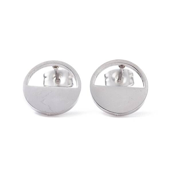 Non-Tarnish Half Round Hollow 304 Stainless Steel Stud Earrings for Women