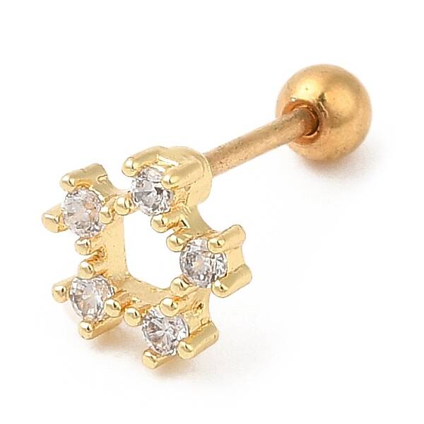 Brass Micro Pave Clear Cubic Zirconia Stud Earrings