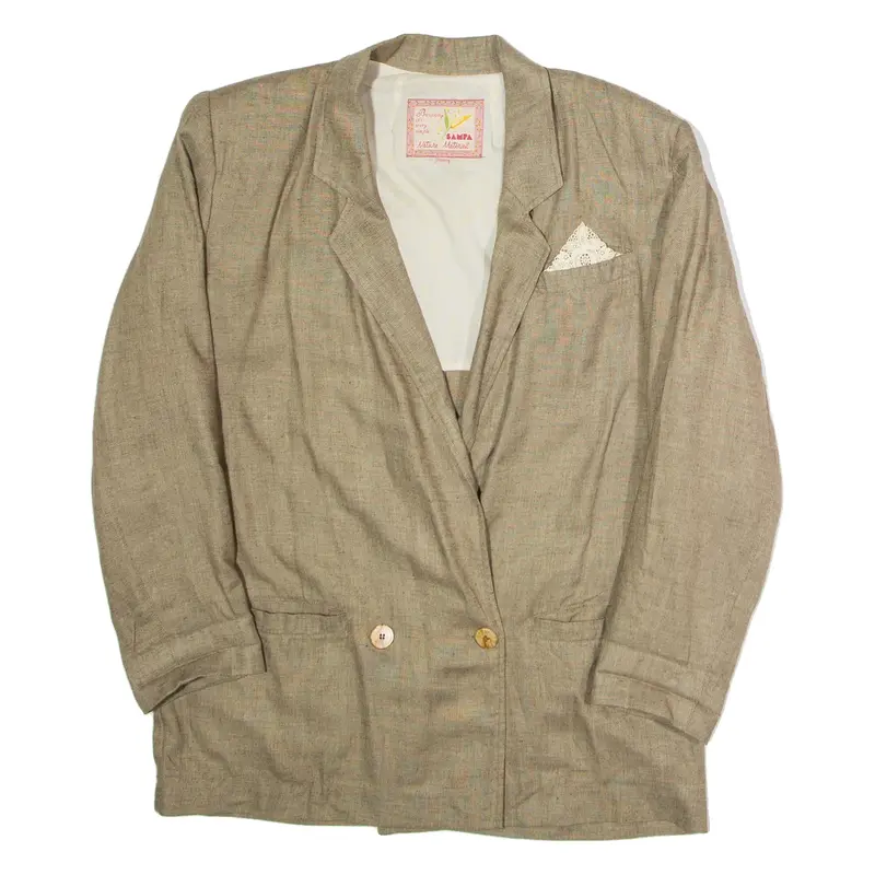 SAMPA Womens Blazer Jacket Brown Viscose 90s UK 10