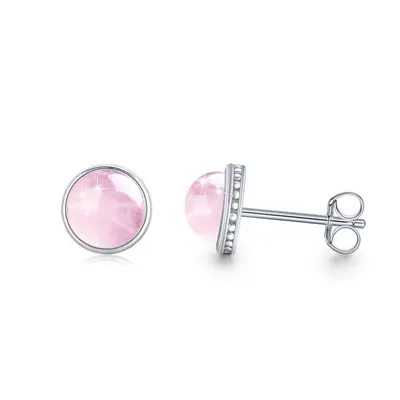 Sterling Silver Crystal Round Stud Earrings