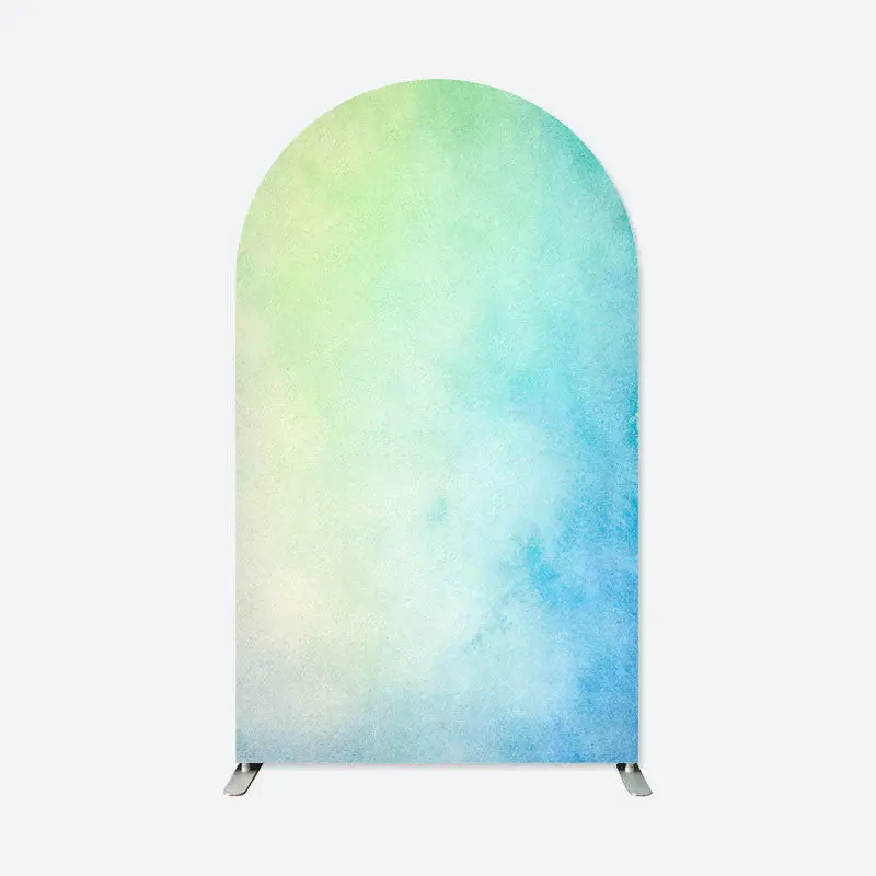 Aperturee Green Blue Mixed Abstract Birthday Arch Backdrop | Custom Chiara Arched Covers | Diy Chiara Backdrop Cover | Diy Ar...